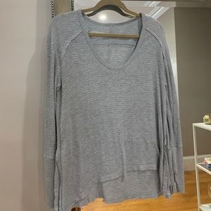 Gray Waffle Knit Long Sleeve Shirt